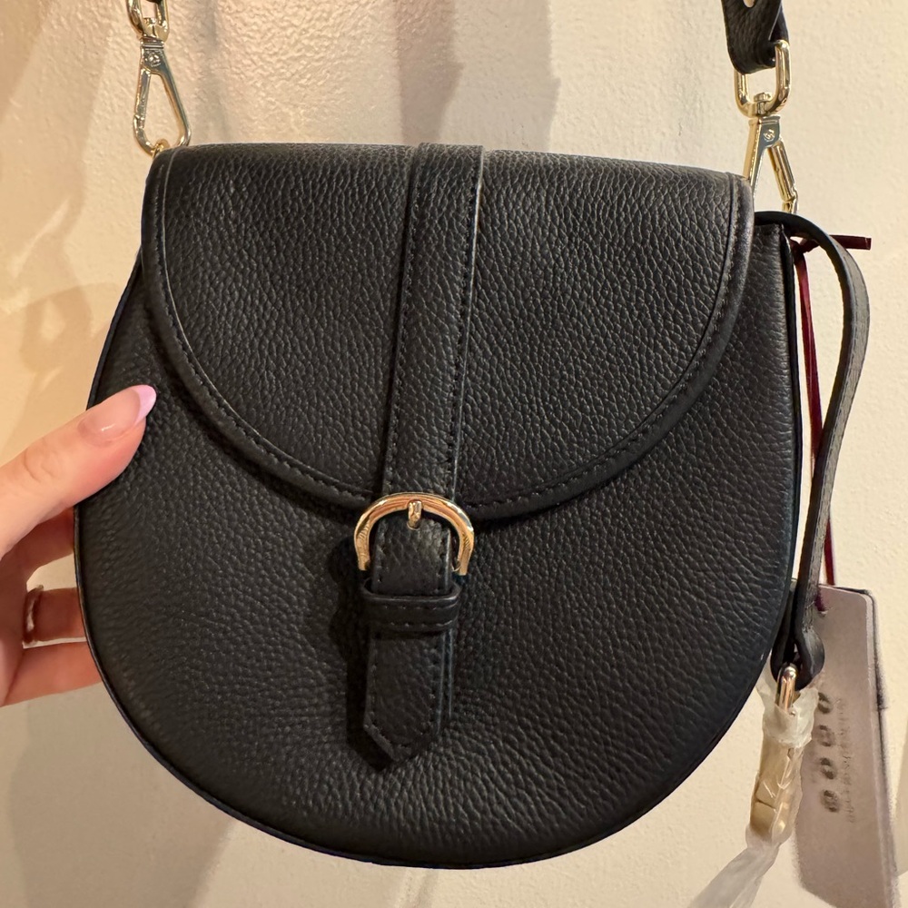 Black Crossbody Bag with Patterned “Guitar” Strap or regular black strap - Picture 3 of 9
